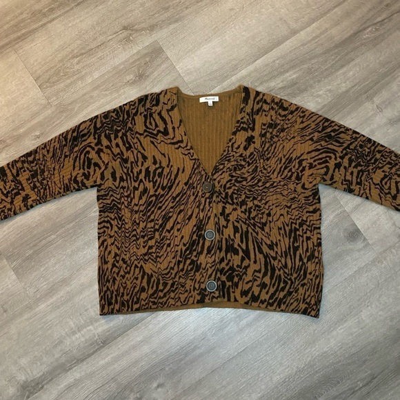 Madewell Tigerized Cameron Ribbed Cardigan Sweater in Coziest Yarn - Picture 5 of 12
